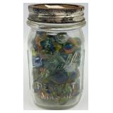 Vintage Perfect Mason Jar with Assorted Vintage Swirl Glass Marbles