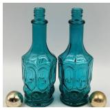 Moon & Stars AVON Breath Fresh Mouthwash Glass Decanter Bottles & Turquoise Compote Set