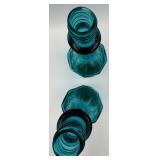 Moon & Stars AVON Breath Fresh Mouthwash Glass Decanter Bottles & Turquoise Compote Set