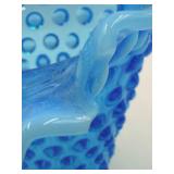 Vintage Fenton Hobnail Blue Glass Vase & Clear Glass Items- 4 Piece Set