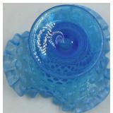 Vintage Fenton Hobnail Blue Glass Vase & Clear Glass Items- 4 Piece Set