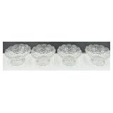 L.E. Smith Moon & Stars Crystal Glass Dessert Bowls with Pedestal Stands & Patterned Cut Glass