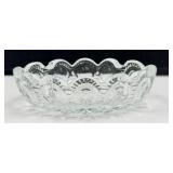 L.E. Smith Moon & Stars Crystal Glass Dessert Bowls with Pedestal Stands & Patterned Cut Glass
