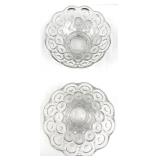 L.E. Smith Moon & Stars Crystal Glass Dessert Bowls with Pedestal Stands & Patterned Cut Glass