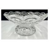 L.E. Smith Moon & Stars Crystal Glass Dessert Bowls with Pedestal Stands & Patterned Cut Glass
