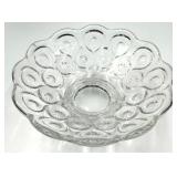 L.E. Smith Moon & Stars Crystal Glass Dessert Bowls with Pedestal Stands & Patterned Cut Glass