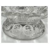 L.E. Smith Moon & Stars Crystal Glass Dessert Bowls with Pedestal Stands & Patterned Cut Glass