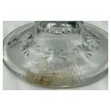 L.E. Smith Moon & Stars Crystal Glass Dessert Bowls with Pedestal Stands & Patterned Cut Glass