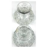 L.E. Smith Moon & Stars Crystal Glass Dessert Bowls with Pedestal Stands & Patterned Cut Glass