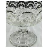 L.E. Smith Moon & Stars Crystal Glass Dessert Bowls with Pedestal Stands & Patterned Cut Glass