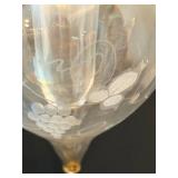 Handmade in Austria - Dual Grapevine Etched Glass Decantors with Leaf Motif Iron Stand