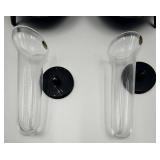 Handmade in Austria - Dual Grapevine Etched Glass Decantors with Leaf Motif Iron Stand