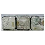 Herb Bottle Set - Thyme Basil Tarragon - Clear Glass with Hand Painted Lattice Pattern, Glass Bowl and Citronella Outdoor Candle