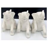 White Ceramic Asian Inspired Tiki Mugs Set - Elephants, Panda & Laughing Buddha (Lot of 6)