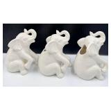 White Ceramic Asian Inspired Tiki Mugs Set - Elephants, Panda & Laughing Buddha (Lot of 6)