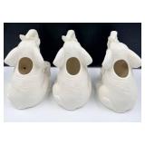 White Ceramic Asian Inspired Tiki Mugs Set - Elephants, Panda & Laughing Buddha (Lot of 6)