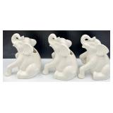 White Ceramic Asian Inspired Tiki Mugs Set - Elephants, Panda & Laughing Buddha (Lot of 6)