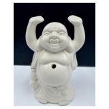 White Ceramic Asian Inspired Tiki Mugs Set - Elephants, Panda & Laughing Buddha (Lot of 6)