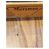 Mersman Desk - Vintage Wood Writing Table with 3 Drawers with Removable Glass Top