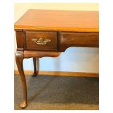 Mersman Desk - Vintage Wood Writing Table with 3 Drawers with Removable Glass Top