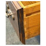 Mersman Desk - Vintage Wood Writing Table with 3 Drawers with Removable Glass Top