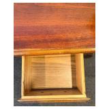 Mersman Desk - Vintage Wood Writing Table with 3 Drawers with Removable Glass Top