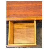Mersman Desk - Vintage Wood Writing Table with 3 Drawers with Removable Glass Top