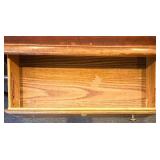 Mersman Desk - Vintage Wood Writing Table with 3 Drawers with Removable Glass Top