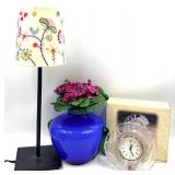 Fifth Avenue Crystal Narcissus 5 1/2 Clock Frosted Crystal Quartz Movement Style #324833 - Lamp & Gorgeous Designs China Blue Vase