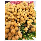 Artificial Floral Arrangement in Bark-Textured Planter with Moss & Log Slices & Faux Miniature Trees