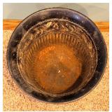 Embossed Metal & Ceramic Planter Vase/Pots with Foliage Motifs & Faux Ferns