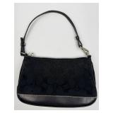 Coach Signature Canvas Tote Beige with Pink Stripe & Coach Black Wristlet