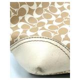 Coach Signature Canvas Tote Beige with Pink Stripe & Coach Black Wristlet