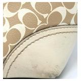 Coach Signature Canvas Tote Beige with Pink Stripe & Coach Black Wristlet