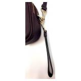 Coach Pebbled Leather Crossbody Bag - Dark Brown, Double Zip, Gold Hardware