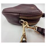 Coach Pebbled Leather Crossbody Bag - Dark Brown, Double Zip, Gold Hardware