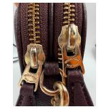 Coach Pebbled Leather Crossbody Bag - Dark Brown, Double Zip, Gold Hardware
