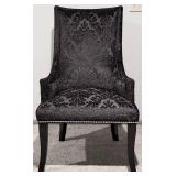 At Home Furniture Black Damask Upholstered Armchair
