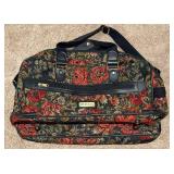 3 Piece Protocol Floral Travel Cases - Floral Tapestry, Leather Trim & Wheels
