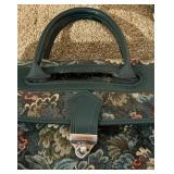 Atlantic Floral Tapestry Handbag with Teal Leather Trim & Crossbody Strap