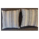 Chevron Pattern Throw Pillows - 2-Pack - Gray & Navy Zigzag