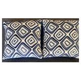 Throw Pillows - Blue Geometric Pattern (Lot of 2)