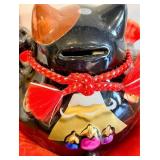 Meows Maneki Neko Ceramic Cats White & Black - 2-Pc Set