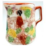 Vintage Kotani Biscuit Jar with Lid & 2 Kutani Tea Cups with Saucers & Creamer - Made in Japan Porcelain Floral  Figure Scene