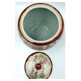 Vintage Kotani Biscuit Jar with Lid & 2 Kutani Tea Cups with Saucers & Creamer - Made in Japan Porcelain Floral  Figure Scene