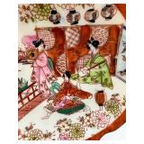 Vintage Kotani Biscuit Jar with Lid & 2 Kutani Tea Cups with Saucers & Creamer - Made in Japan Porcelain Floral  Figure Scene