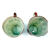 Vintage Kotani Biscuit Jar with Lid & 2 Kutani Tea Cups with Saucers & Creamer - Made in Japan Porcelain Floral  Figure Scene