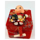 Assorted Miniature Asian Figurines & Lanterns - Buddha Statues, Maneki-Neko Cats, Kokeshi Dolls