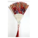 Vintage Japanese Decor Set -2 Hina Dolls & Mt Fuji Folding Screen with 3 Hand Fans