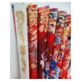 Vintage Japanese Decor Set -2 Hina Dolls & Mt Fuji Folding Screen with 3 Hand Fans